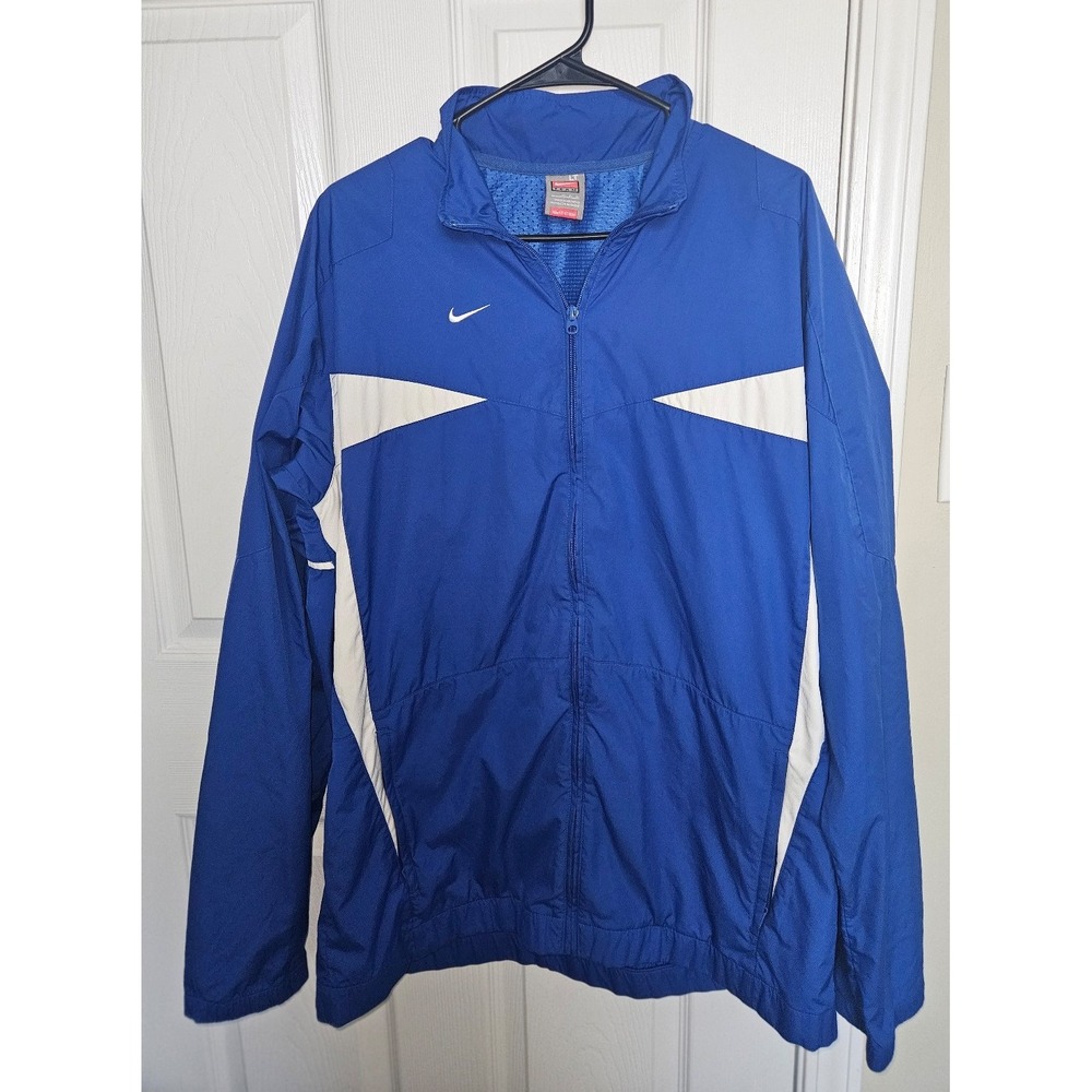 Nike Team Fit Storm Windbreaker Jacket Blue White Full Zip Men's LT Blue White